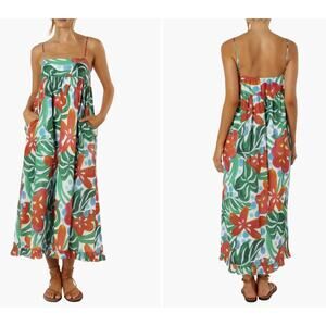 Petal & Pup Miuccia Green Floral Cotton Maxi Dress Womens XL NWT Tropical Resort